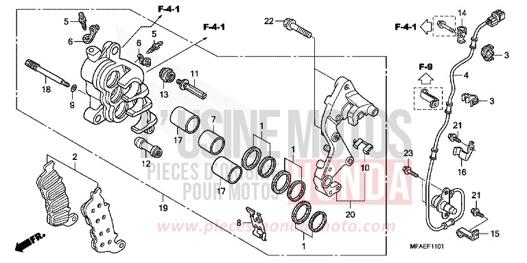 MACHOIRE DE FREIN AVANT D. (CBF1000A/T/S) de CBF1000 ABS PEARL NIGHTSTAR BLACK (NHA84) de 2010